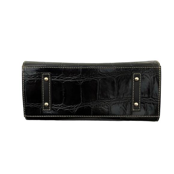 Dooney & Bourke Janine Croc Embossed Leather Satchel Purse Black Top Handles NWT - Picture 7 of 16